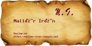 Mallár Irén névjegykártya